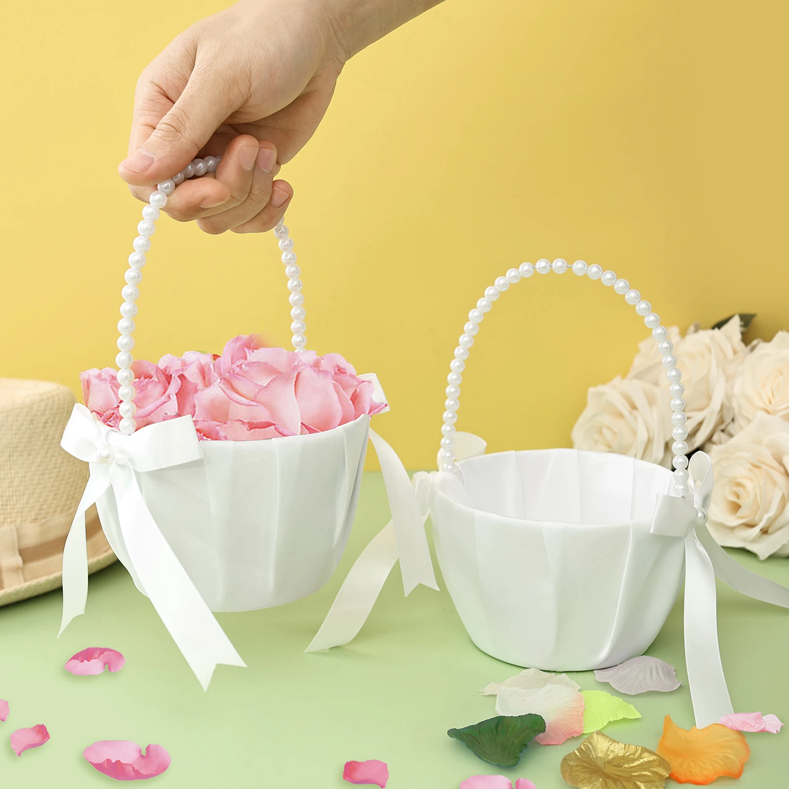 Gardening Tools Girls - 2 Buah Keranjang Bunga Pernikahan Satin
