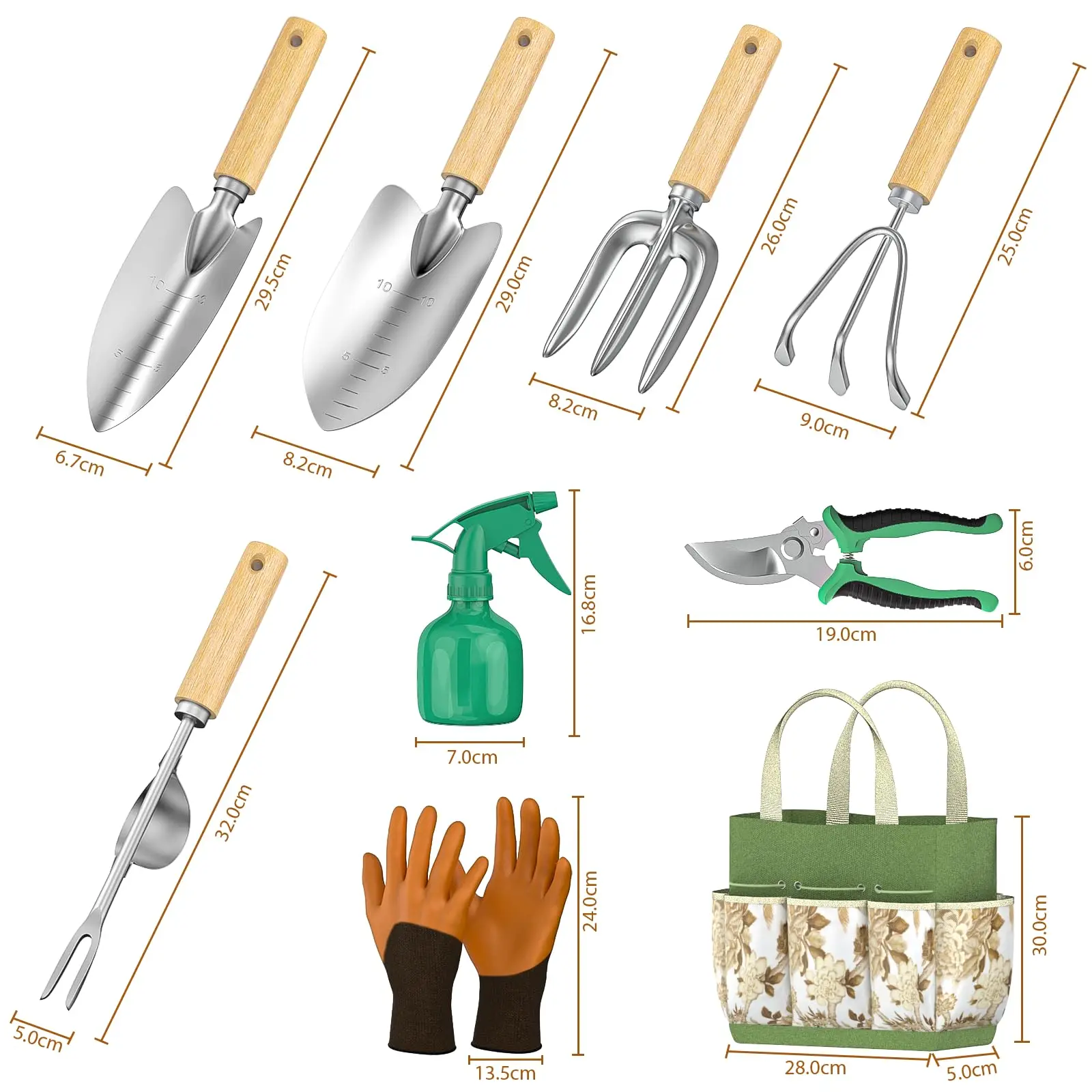 9PCS Set Alat Taman dari Baja  - Spade Digging Fork ulasan dan harga